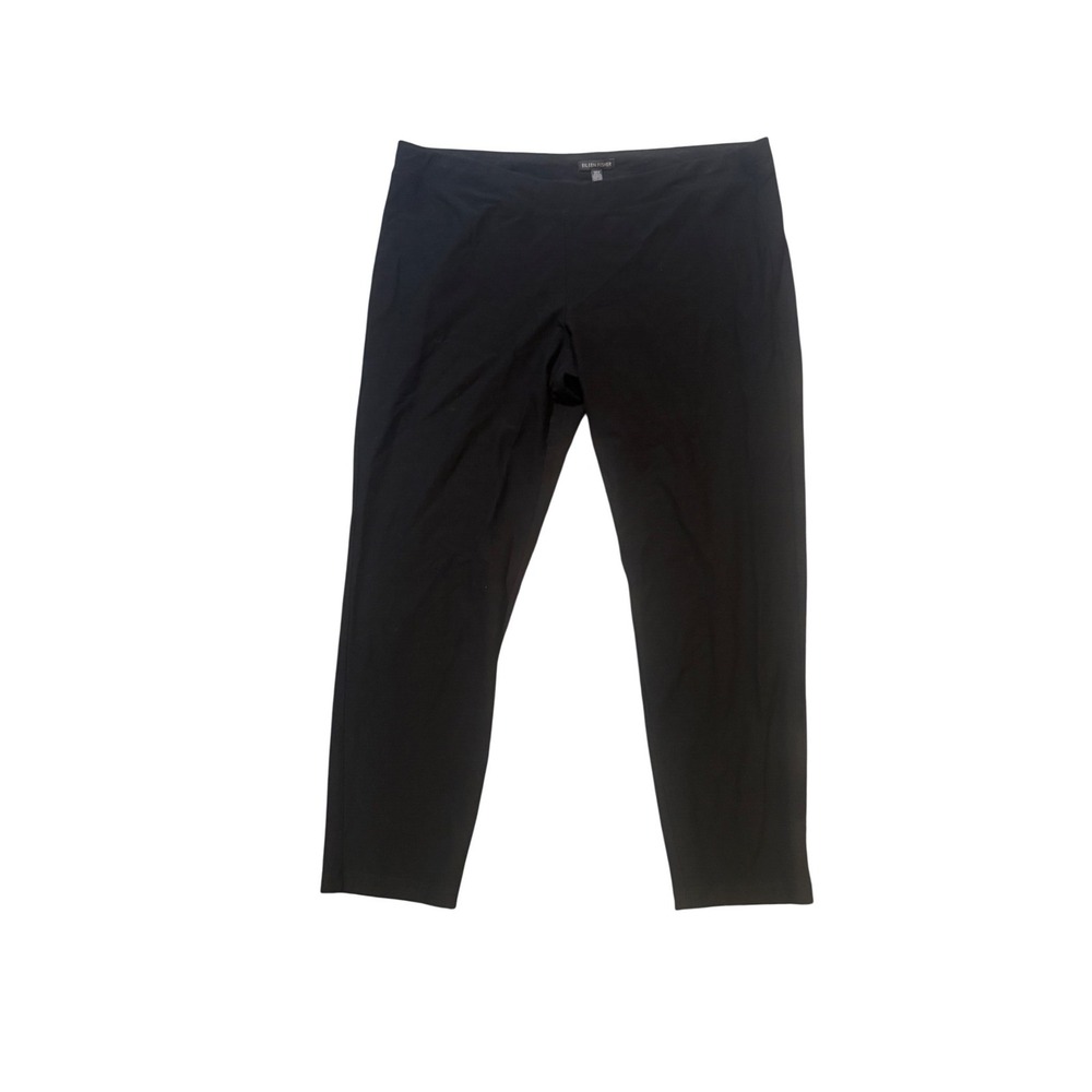 Eileen Fisher Black Ponte Knit Full length straight Leg Stretch Pants size XL